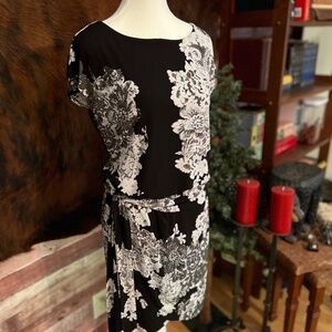 Valerie Bertinelli Black & White Flowered Dress